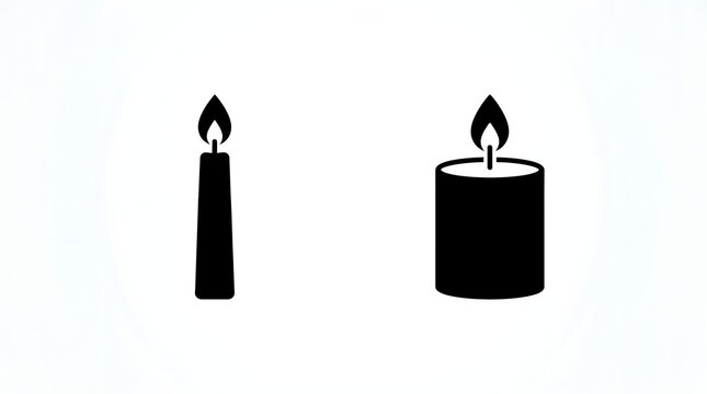 Candle silhouette icons set