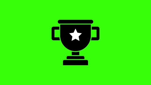 Trophy Cup with Twinkling Star Seamless Loop Animation on Green Screen Representing First Place Victory and Success