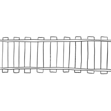Minimalist Hand Drawn Train Track Illustration, Black Line Art Sketch of Railway Isolated on transparent Background for Graphic Design and Doodle Art