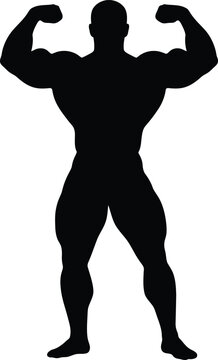 Bodybuilder silhouette vector. Flexing man vector icon