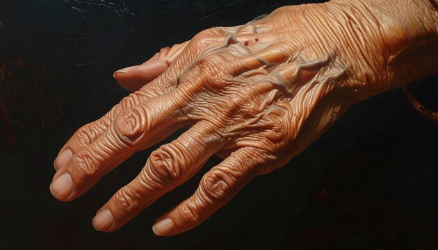 Close up of a persons hands showing severe arthritis.