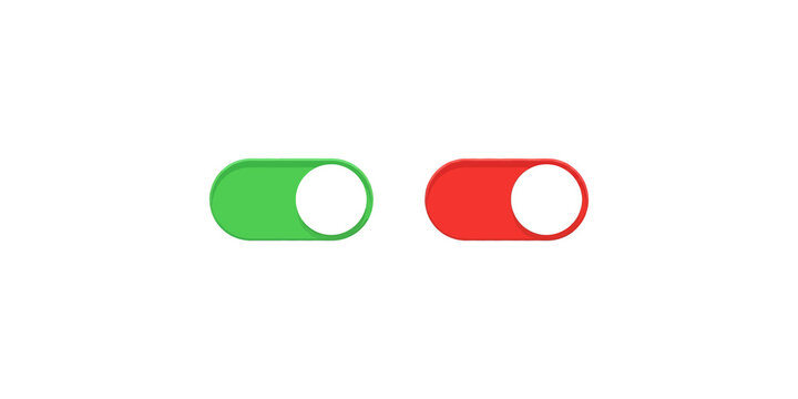 Green and red toggle switch icons for user interface settings and activation states.