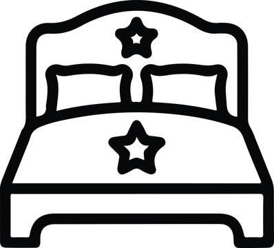 Bed Hotel Accommodation Suite Star Rating Icon Minimal Black Outline Vector Symbol