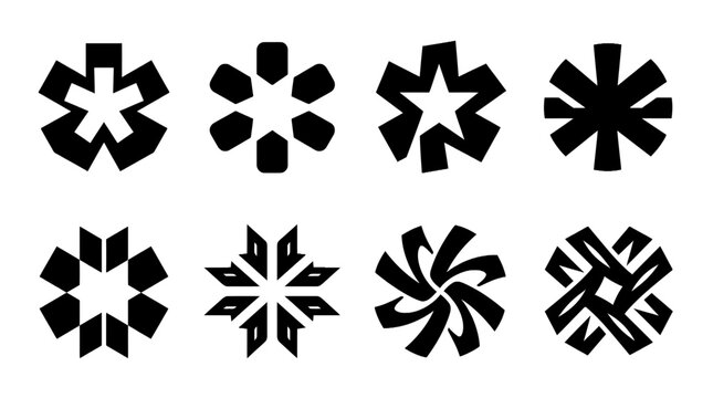 Set of Abstract Black and White Geometric Icons and Symbols