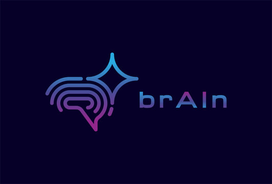 Brain Technology Generative Ai logo Concept,  vector illustration
