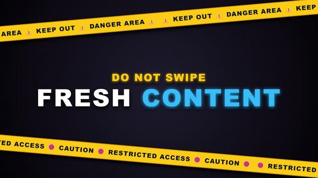 Animated Yellow Danger Tape Fresh Content Title Screen Motion Graphic