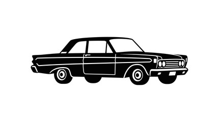 Naklejka premium Vintage classic sedan car silhouette side view.