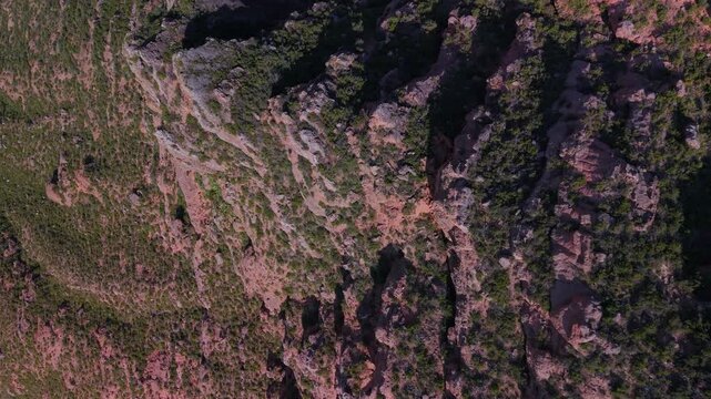 Aerial drone view of the area surrounding Herce Castle and Hermitage. Arnedo region. Eastern Rioja or Lower Rioja. Autonomous Community of La Rioja. Spain. Europe