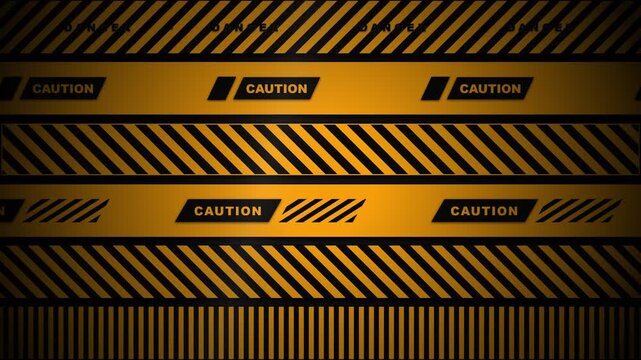 Multiple Yellow Caution Hazard Tape Lines Motion Graphic Animation