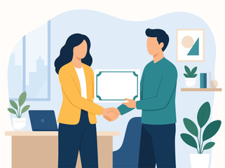 Fototapeta premium Business partners shaking hands in office agreement success.