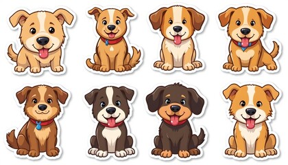Obraz premium Dog toys, sticker set. Flat style stickers. White background