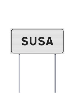 Vector illustration of Susa (Italy) city entrance road sign on metallic poles