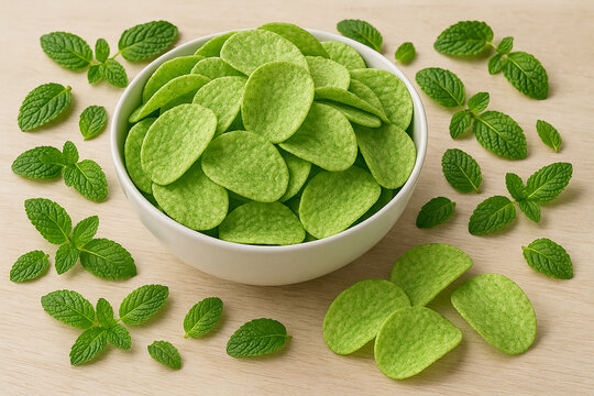 Mint Flavored Potato Chips stock photo 