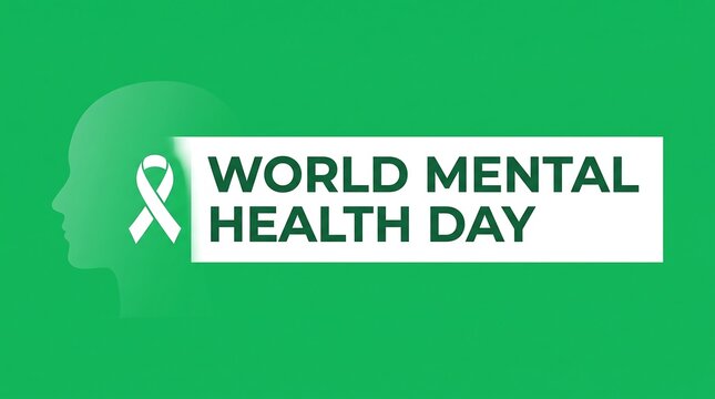World mental health day awareness ribbon with a human head silhouette