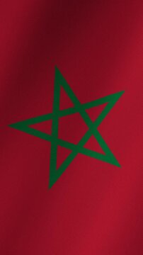 Moroccan national flag waving in the wind