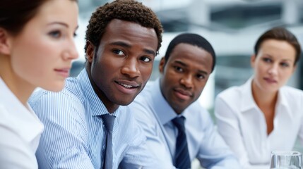 Obraz premium Diverse multinational business team collaborating in corporate office