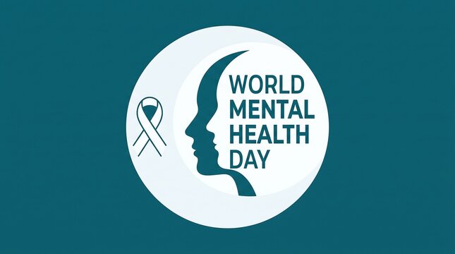 World mental health day illustration with a silhouette of a human head