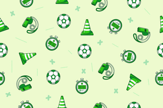Green and White Soccer Pattern Background for Sportswear, Merchandise and Football Branding