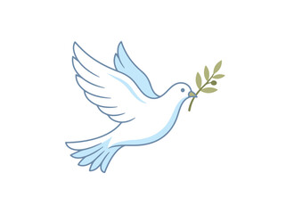 Obraz premium Dove Flying with Olive Branch a Minimalist Vector Illustration Symbolizing Peace and Hope