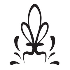 Abstract Symmetrical Fleur De Lis Floral Line Art Vector © Gwefelix