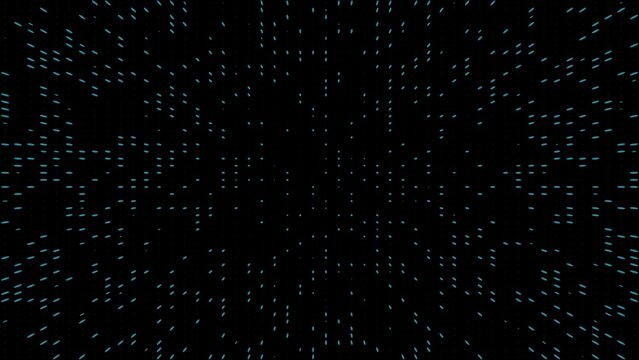 Teal vertical data streams on a black background