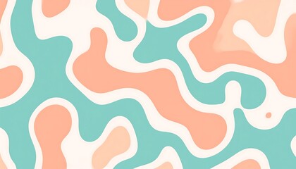 Abstract fluid motion pattern with organic turquoise and orange swirls.