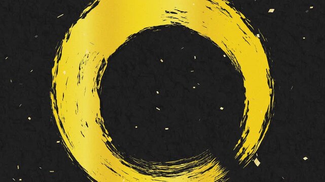 brush circle extra thick01 gold confetti gold fall pattern01 loop （japanese paper pattern black background）