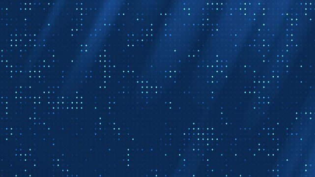 Dense navy blue digital dot matrix with subtle light rays, glowing data grid pattern. High-tech futuristic mood. Perfect for cybersecurity and AI content. 4K.