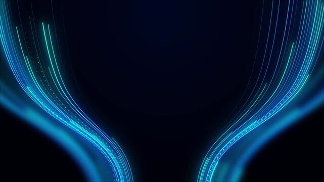 Glowing Blue Cyan Light Streams Forming a Deep V Shape, Futuristic Energy Flow Overlay for Technology Titles, Corporate Intros, Logo Reveals and Modern Motion Graphics