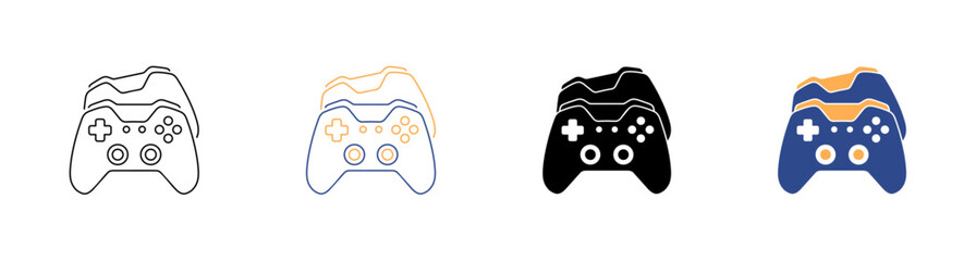 Gaming Controller Wireless and Console Gamepad Vector Icon Pack Illustration © Nomony_line