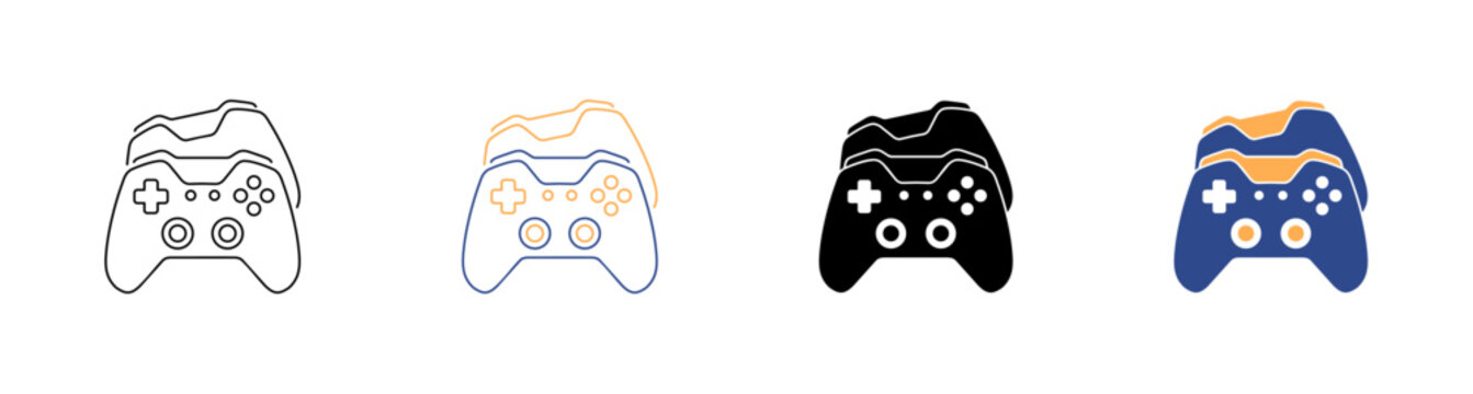 Gaming Controller Wireless and Console Gamepad Vector Icon Pack Illustration