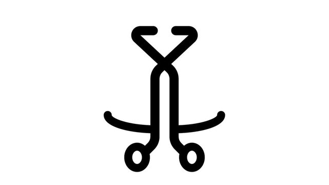 crossed surgical forceps animation, Sterile clamp animated video, plastic surgery equipment motion graphics