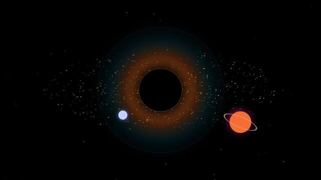 Binary stars orbiting a black hole in space during a cosmic event