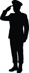 Fototapeta premium Military salute silhouette vector. Army salute vector icon