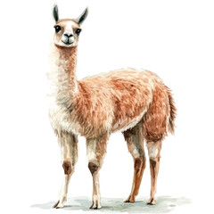 Fototapeta premium Hand-painted watercolor artwork of Llama, isolated on white background