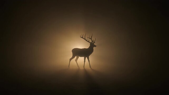 Deer Silhouette Ethereal Graceful Background