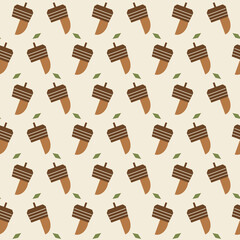 Acorn seamless pattern autumn nuts oak forest cream background © TANAKA