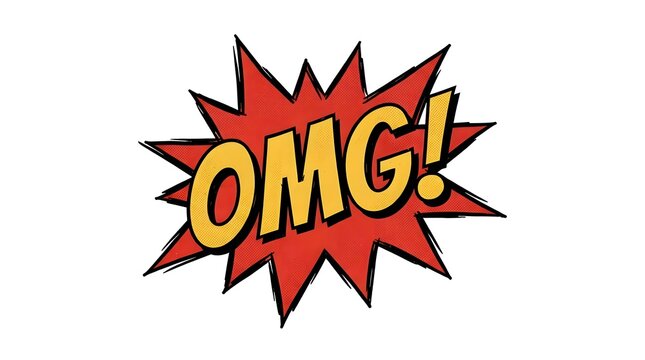 Comic book style omg exclamation on white background