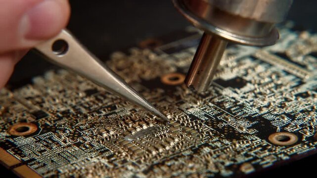 Micro Soldering Circuit Board Macro Close Up