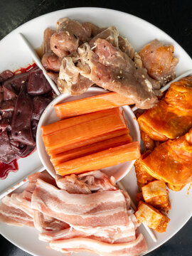 Assorted Raw Meat and Seafood Platter for Barbecue