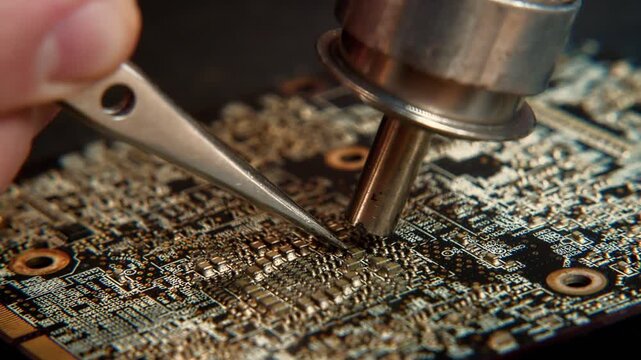 Precision Soldering on Circuit Board