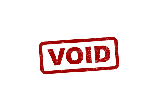 Red void stamp with white text on white background isolated on transparent background