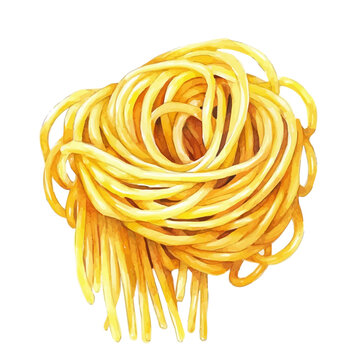Spaghetti, isolated watercolor element on white background