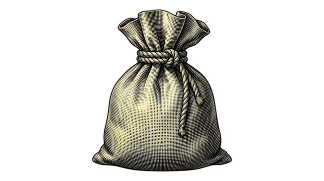 Vintage Fabric Money Bag, Tied Sack, Cash Pouch, Treasure Chest Accessory, Wealth Symbol, Financial Asset, Gift Bag, Storage Container, Old Style