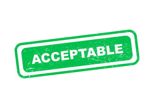 Green acceptable stamp with bold white text isolated on transparent background
