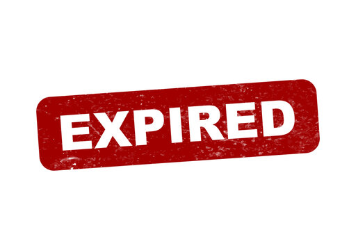 Red expired stamp or badge with bold text isolated on transparent background