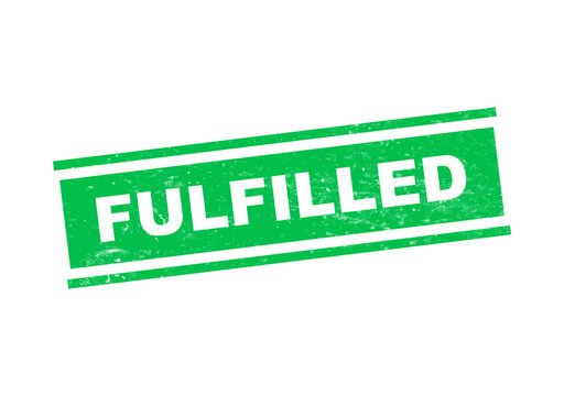 Green fulfilled order status badge with stamp effect isolated on transparent background