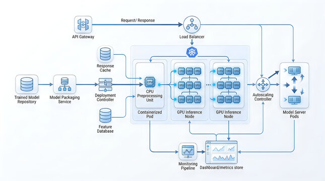Ai model deployment and inference architecture diagram