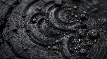 Naklejka premium Close up of weathered tree rings in dark moody texture