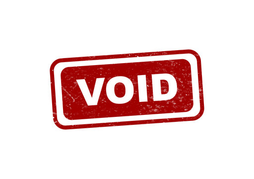 Red void stamp with bold white text isolated on transparent background